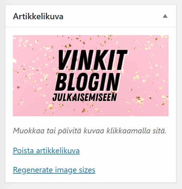 Blogin artikkelikuvan lisääminen