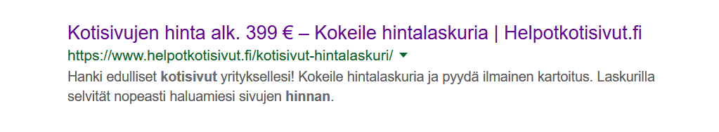 Metakuvaus on lyhyt tiivistelmä sivun sisällöstä