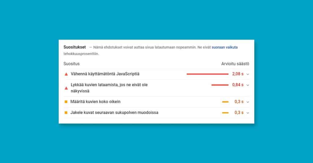 Core Web Vitals suositukset