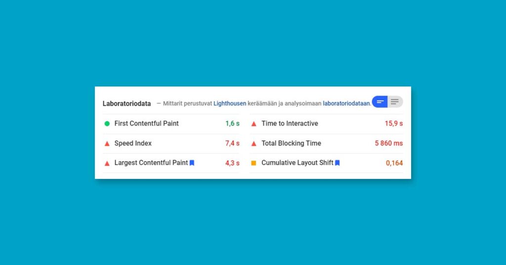 Core Web Vitals laboratoriodata