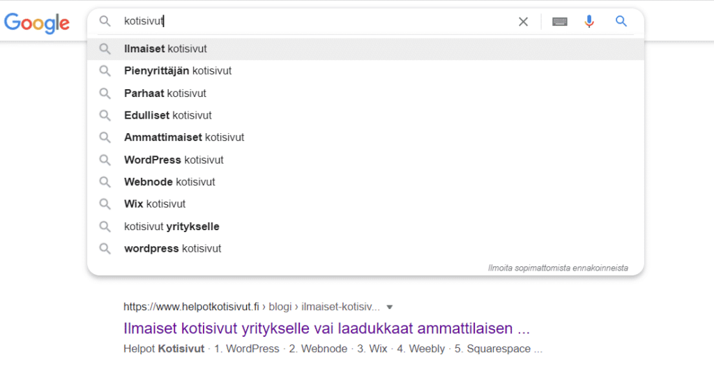 Avainsanatutkimus alkaa googlehaulla