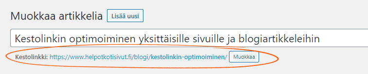 Kestolinkin optimoiminen